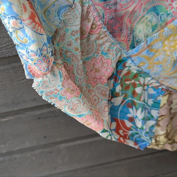 India Boutique Colorful Patchwork Lightweight Flowy Maxi Skirt Free Size - Picture 3 of 9